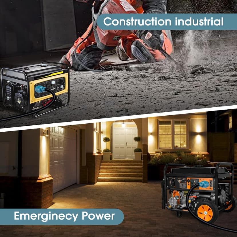 30 Amp to 20 Amp 110V Generator Distritution Cord with Circuit Breaker,NEMA L14-30P/Four 5-15R, 4 Prong 10 Gauge Flexible Generator Power Cord,30Amp 7500 Watts (1.5FT)