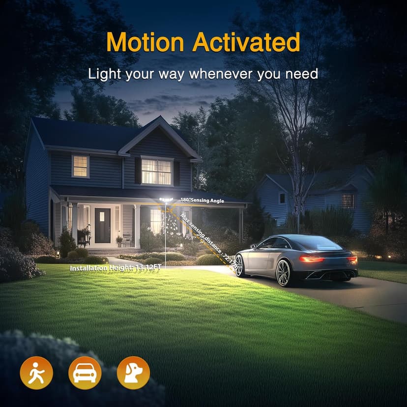 Onforu 5 Heads 65W Smart LED Security Lights Motion Sensor Outdoor, 340° Illumination WiFi Alexa Flood Light 5500LM APP Control, 2500K-6500K Exterior Motion Detector, IP65 Wall Light for Yard, White