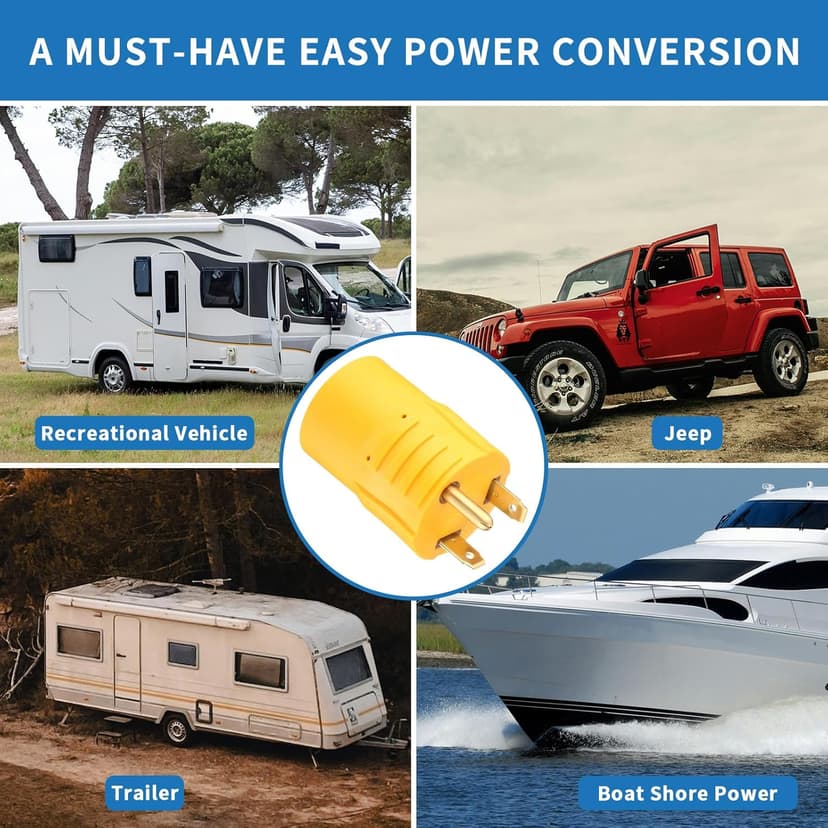 NEMA TT-30P to L14-30R Adapter, 30 Amp 3 Prong Male to 4 Prong Female Twist Locking RV Generator Plug Adapter for Campers and Portable Generators
