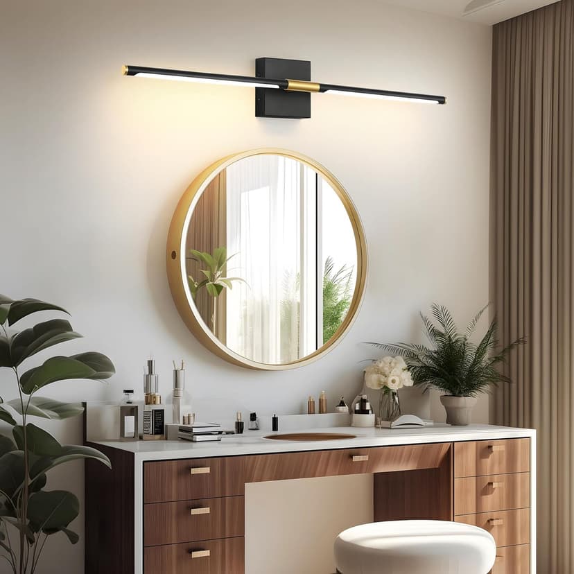 Wall Sconces Set of 2, Modern Hardwired Sconces Wall Decor, 24 Inch Dimmable Sconces Wall Lighting, Black Gold Wall Light Fixtures, 3000K LED Wall Lights for Bedroom, Living Room, Bathroom