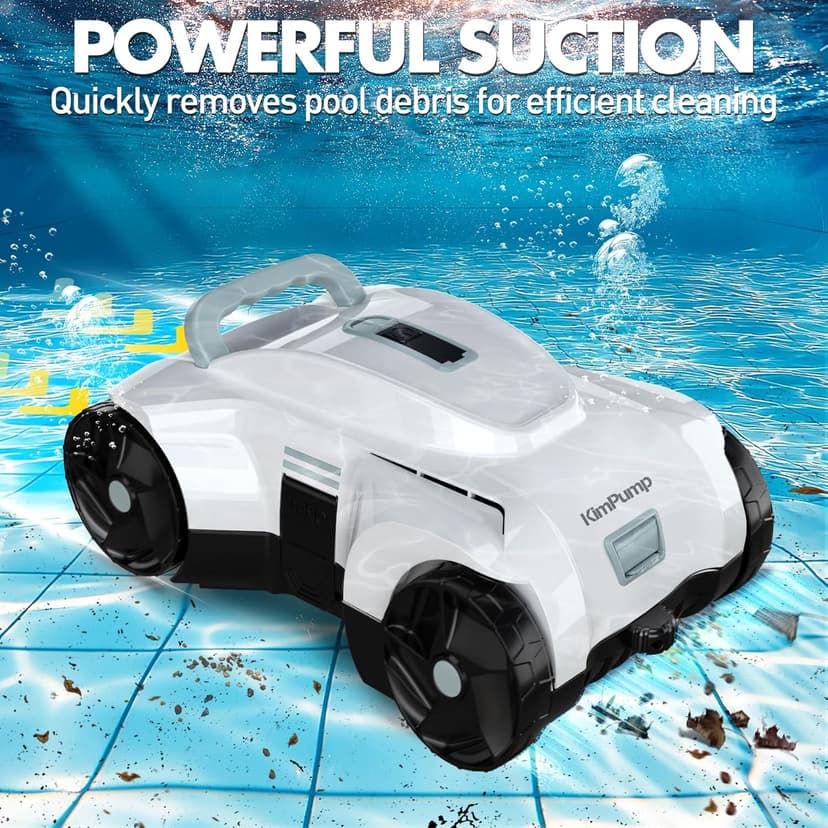 Automatic Pool Vacuum Robot, Cordless Robotic Pool Cleaner for Inground Pools, Pool Vacuum Cleaner Automatically Removes Debris Underwater, 90-120Min Runtime, Ideal for Flat Above Ground Pools