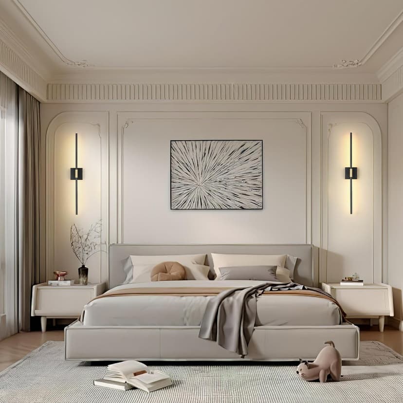 Wall Sconces Set of 2, Modern Hardwired Sconces Wall Decor, 24 Inch Dimmable Sconces Wall Lighting, Black Gold Wall Light Fixtures, 3000K LED Wall Lights for Bedroom, Living Room, Bathroom