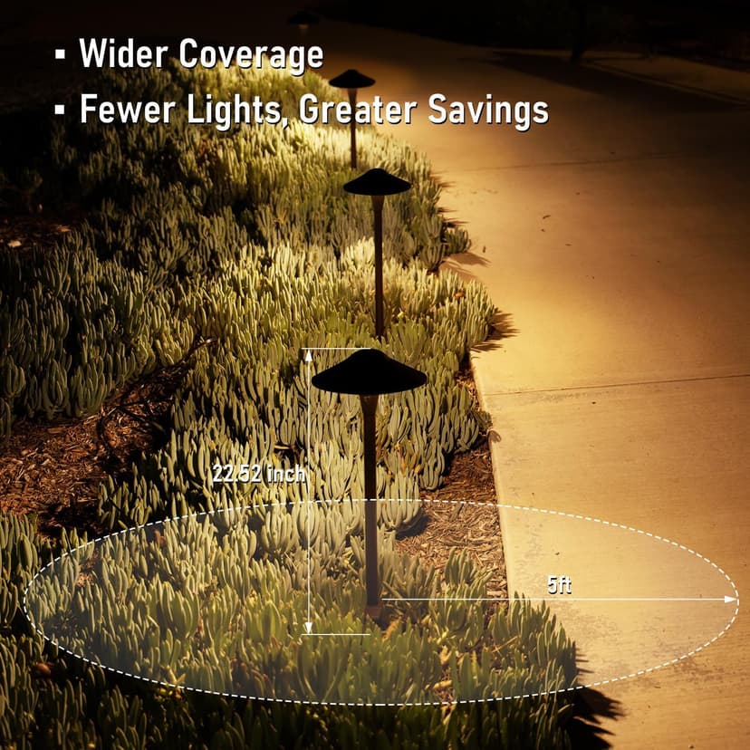 LEONLITE 5CCT Low Voltage Pathway Lights, LED Landscape Path Lights, 1800/2700/3000/4000/5000K, Saucer Head, 12-24V AC/DC, IP65 Outdoor Walkway Light, Oil Rubbed Bronze Aluminum, Pack of 6