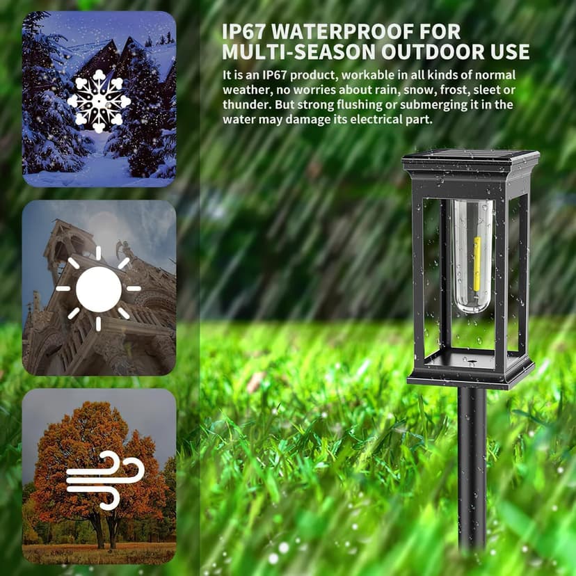Amzxart 8 Pack Solar Pathway Lights,Bright Solar Outdoor Lights Waterproof,Auto-on/Off Pathway Light Solar Powered for Lawn Yard Patio Garden Outdoor Decoration