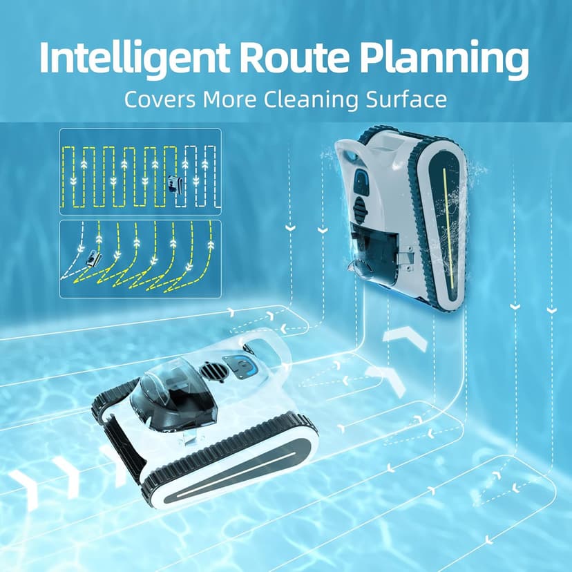Cordless Pool Vacuum for Inground Pools, Automatic Robotic Pool Cleaner with Wall and Waterline Cleaning, Gray