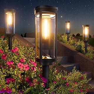 Solar Pathway Lights Outdoor, 4 Pack Bright Solar Powered Garden Lights Waterproof IP65, Long Lasting Outdoor Light for Yard Garden Walkway Landscape Lawn Patio (Warm White, 4 Pack)