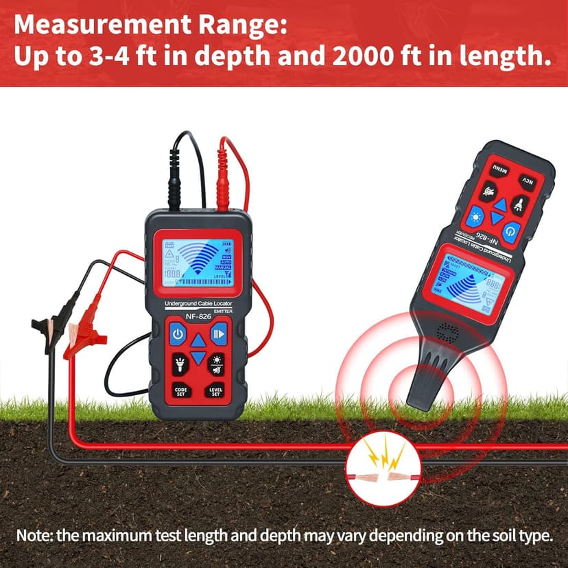 Underground Cable Wire Locator, RockyMars Cable Tester Wire Tracker, Detect Cables, NF826 Underground Wire Locator for Dog Fence Cables, Wire Detector Test Short Circuit Breaker of Wall