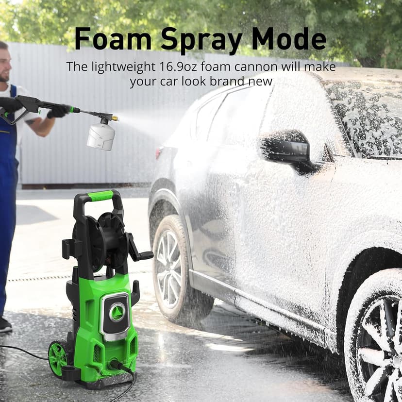 5000 Max PSI Electric Pressure Washer, Power 3.6 GPM Power Washer Machine with Hose Reel,4 Quick Connect Nozzles, Foam Cannon, for Cars, Patios, and Floor Cleaning