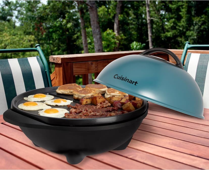 Cuisinart Indoor/Outdoor Electric Griddle, 2-in-1 Portable BBQ with Flat Top Non-Stick Cooking Surface, Adjustable Heat, Stand/Tabletop Options for Cookouts, Barbecues & Small Spaces, No Tools Needed