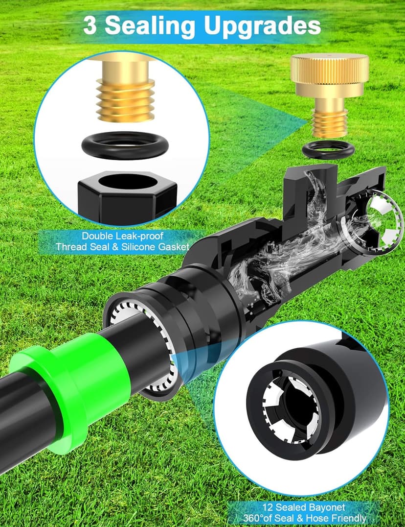 Misters for Outside Patio 63FT(19.2M)+21 Brass Mist Nozzles+a Brass Adapter(3/4") Detachable outdoor misting cooling system for Garden, waterpark, Greenhouse, Backyard, Fan, Umbrella, Deck, Canopy