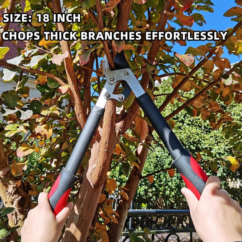 Lopper Heavy Duty Branch Cutter Tree Clippers with Compound Action, Chops Thick Branch Ease, Garden Loppers Pruning, 18 Inch Tree Trimmer with 1.6” Clean Cut Capacity (18 Inch)