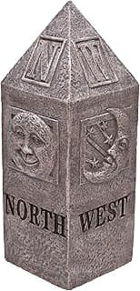 Mark Feldstein & Associates Sun and Moon Celestial Compass Resin Stone Look Outdoor Garden Pillar, 13 Inch