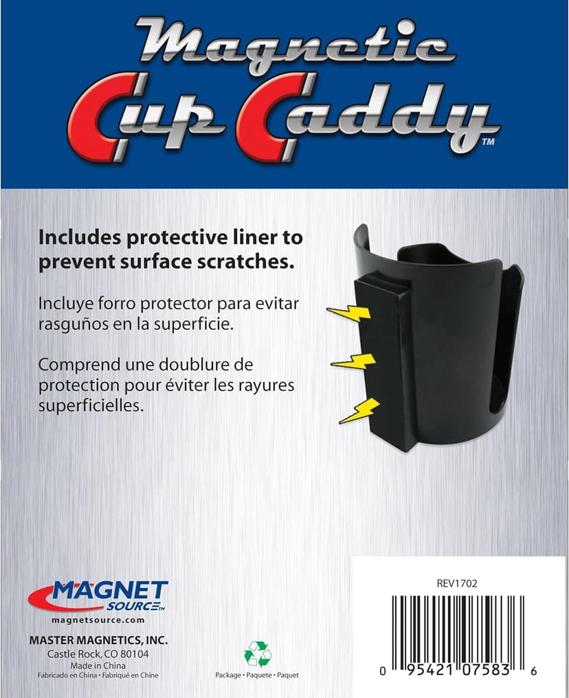 Master Magnetics Magnetic Cup Caddy - Keep Your Favorite Beverage at Hand, 3.3" Inner Diameter, 4.625" Height, Black, 7583