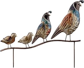 Regal Art & Gift Outdoor Decorative Bird Stake, Metal Garden Stake, Durable Bird Stake Sculpture, Bird Lover Gift, Patio, Porch Décor, Quail Family, Multi, 18.25" L x 0.75" W x 15.5" H