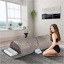 ZONEMEL Personal Infrared Sauna Dome for Home Spa, 360 Degree Coverage Lying Down Hot Carbon Sauna, Portable Full Body Sauna with Pillows and Mat, Dry Heat