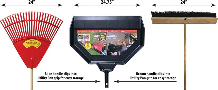 Emsco Group Enormous Yard & Garage Dust Pan – 24-Inch Mouth – Lightweight, Durable – Clip-On Features