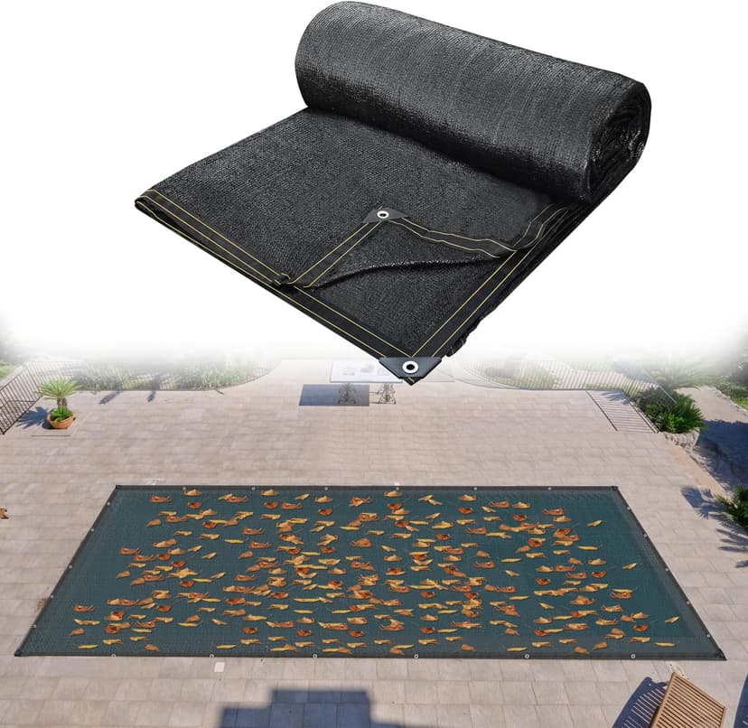 Pool Net Cover,20 x 40 FT Leaf Net Pool Cover with Grommets and Ropes,Mesh Pool Cover for Leaves or Rectangle Swimming Pool Leaf Net Cover