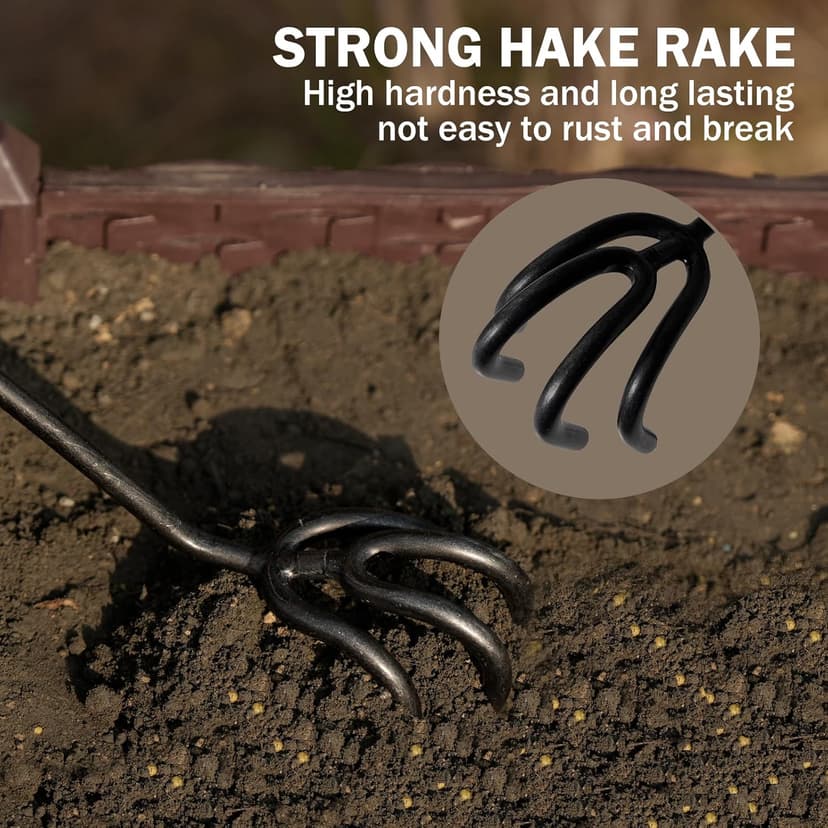 Gardening Tools Hand Rake, Stainless Steel Cultivator for Digging, Aerating Soil, and Weeding, Heavy Duty Garden Tool with Hanging Hole,Gardening Gifts for Women/Men