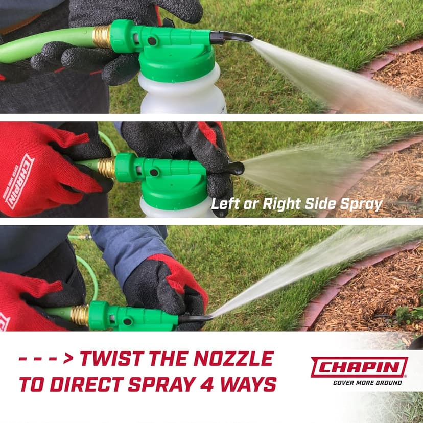 Chapin G390 Hose End Sprayer For Water Soluble Materials, 20 Gallon, 32 Ounce Tank, Finger Control and Backflow Prevention, For Spraying Lawns, Weeds, Insects, Fertilizers, Translucent White