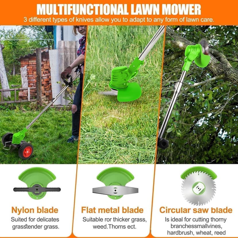Cordless Weed Wacker Electric Weed Wacker Battery Powered with 21V 4.0Ah Battery Operated Grass Trimmer 3 in 1 Weed Trimmer Lawn Edger Brush Cutter for Lawn Garden Pruning Trimming