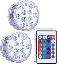 Submersible LED Lights Remote Control Battery Powered, RGB Multi Color Changing Waterproof Light for Pool, Vase Base, Spa, Aquarium, Pond, Hot Tub, Decoration, Party, 2-Pack