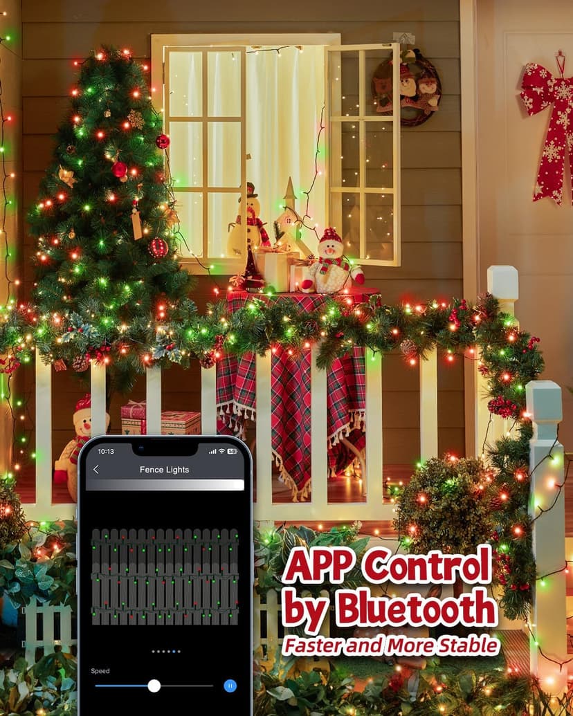 Minetom 66Ft 200 LED Smart RGB String Lights, App Controlled, Dimmable Timer, Waterproof, Indoor/Outdoor, Multicolor, LED, Christmas Tree Lights