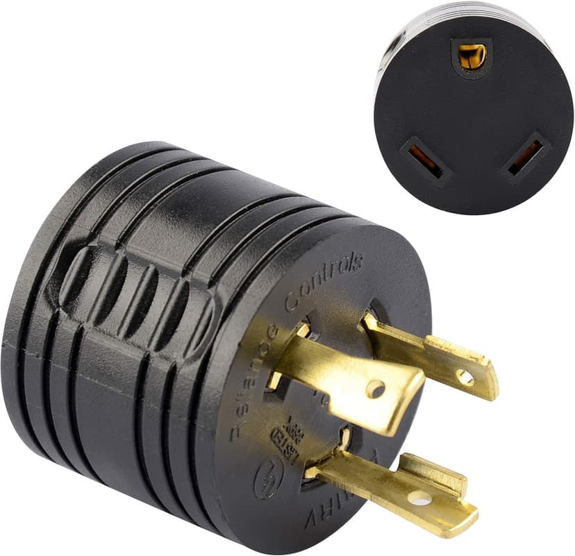 RVGUARD Generator Adapter Plug 3 Prong to RV 30 Amp, NEMA L5-30P to NEMA TT-30R Locking Adapter