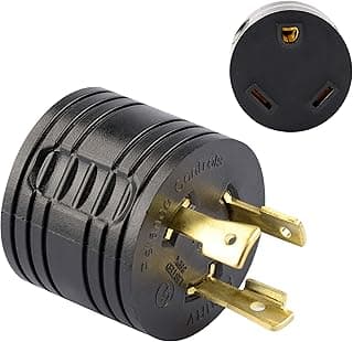 RVGUARD Generator Adapter Plug 3 Prong to RV 30 Amp, NEMA L5-30P to NEMA TT-30R Locking Adapter