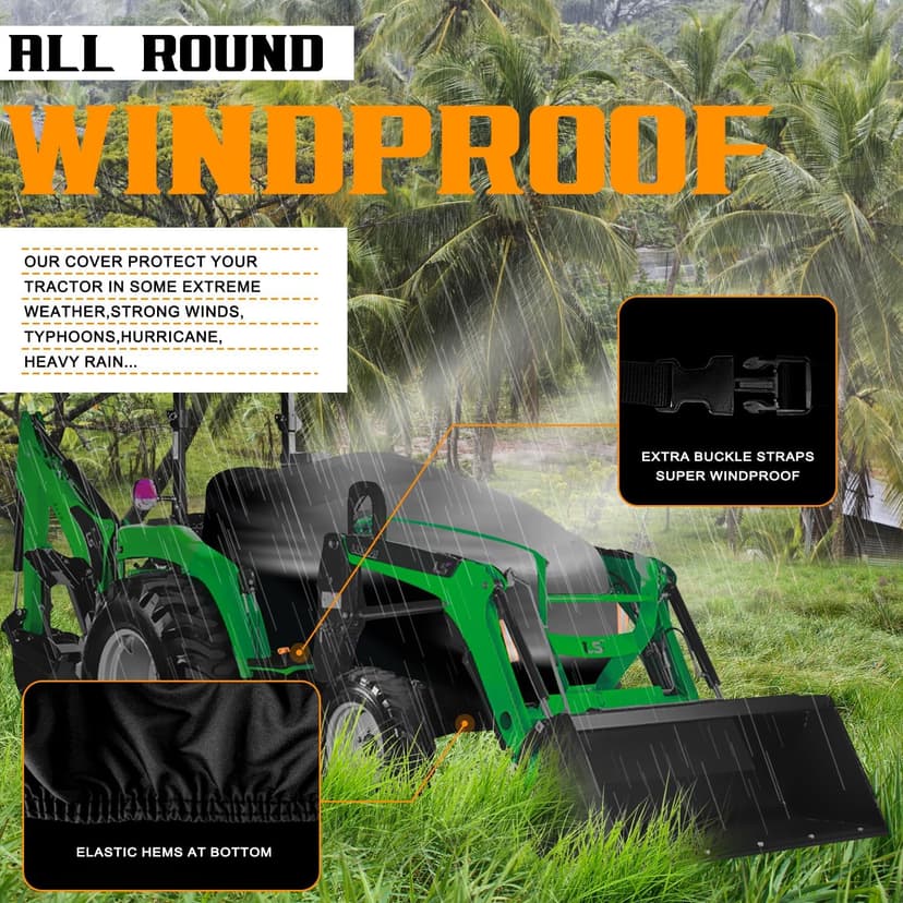 Compact Tractor Covers Waterproof Outdoor Heavy Duty,600 Polyester,Anti-UV Compact Utility Tractor Mower Cover Accessories,Compatible with John Deere, Kubota, Bobcat, Mahindra,Kioti,Tym,76"x24"x22"