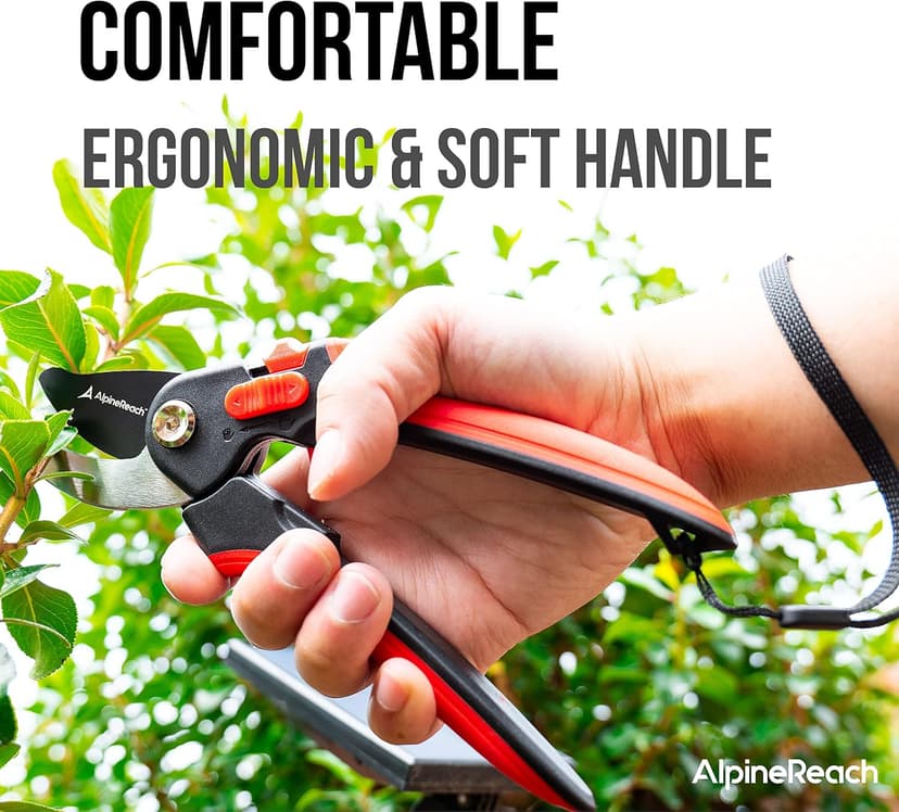 AlpineReach Bypass Pruning Shears for Gardening, Sharp Ergonomic Pruners, Heavy Duty High Carbon Steel Blade Plant Cutting Clippers, Adjustable Soft Handle for Small & Large Hands, Secateurs, Gift