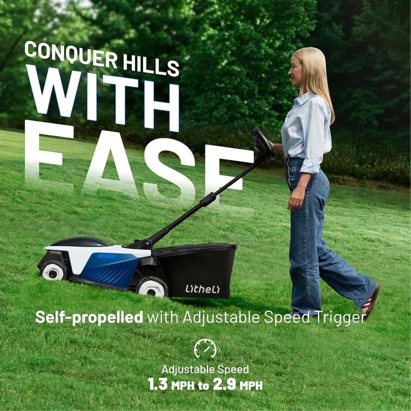 Electric Lawn Mower, Self-propelled Lawn Mower Cordless 40V(2x20V) 18.5" Brushless Mower with Electric Cutting Height Adjustment, High Speed, 2 x 4.0Ah Battery and Fast Charger Included