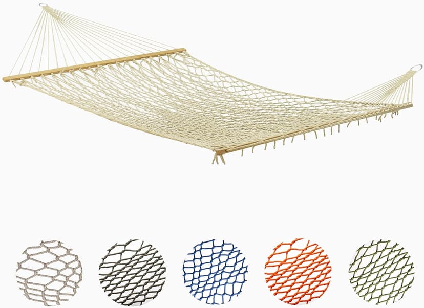 Fab Habitat Rope Recycled Polyester Hammock - Miami - Natural - Indoor/Outdoor, Quick Dry, 2 Person 400 lbs Capacity - Patio, Poolside, Backyard, Garden, Beach, Balcony - 12-14 ft Adjustable