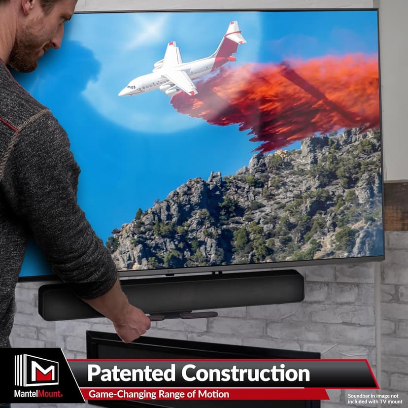 MantelMount MM540 - Above Fireplace Pull Down TV Mount for 40" to 80" Screen TVs to 90 lbs, with Patented auto-straightening, Adjustable Stops, Heat Sensor Handles & Paintable Covers
