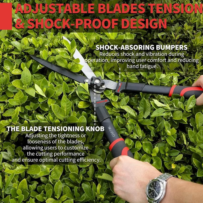 GARTOL 23-inch Garden Hedge Shears Clippers, Lightweight Manual Hedge Trimmer with Ergonomic Comfort Handles, High Carbon Steel Blade for Bush Cutting, Trimming & Shaping Decorative Shrubs & Borders