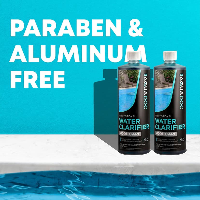 Pool Clarifier Liquid for Cloudy Water Treatment - Swimming Pool Water Clarifier to Support Water Clarity in Inground and Above Ground Pools - AquaDoc - 32oz 2 Pack