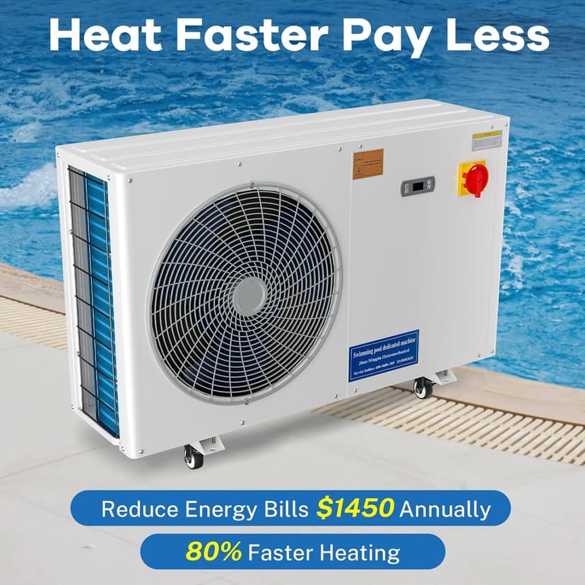 Aboron 30125BTU/hr Pool Heater for Above and In Ground Pools & Spas, Heat Pump for Pools up to 8000 Gal, 5.8 COP, Quiet Operation, Automatic Defrost Function, 210V-230V/60Hz