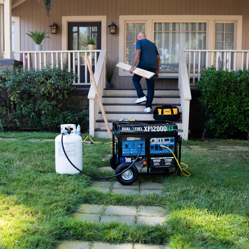 DuroMax XP12000HX 12,000-Watt Dual Fuel Portable Generator - Gas & Propane, Electric Start, Whole Home Power Backup, Transfer Switch Ready, RV & Emergency Ready