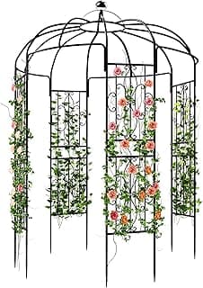 YITAHOME Birdcage Shape Garden Arch Arbors, 9.8'H x 6.8'W Pergola Pavilion for Climbing Plants Outdoor, Wedding Arches for Ceremony Party, Metal Garden Arbor for Patio, Backyard (Black)