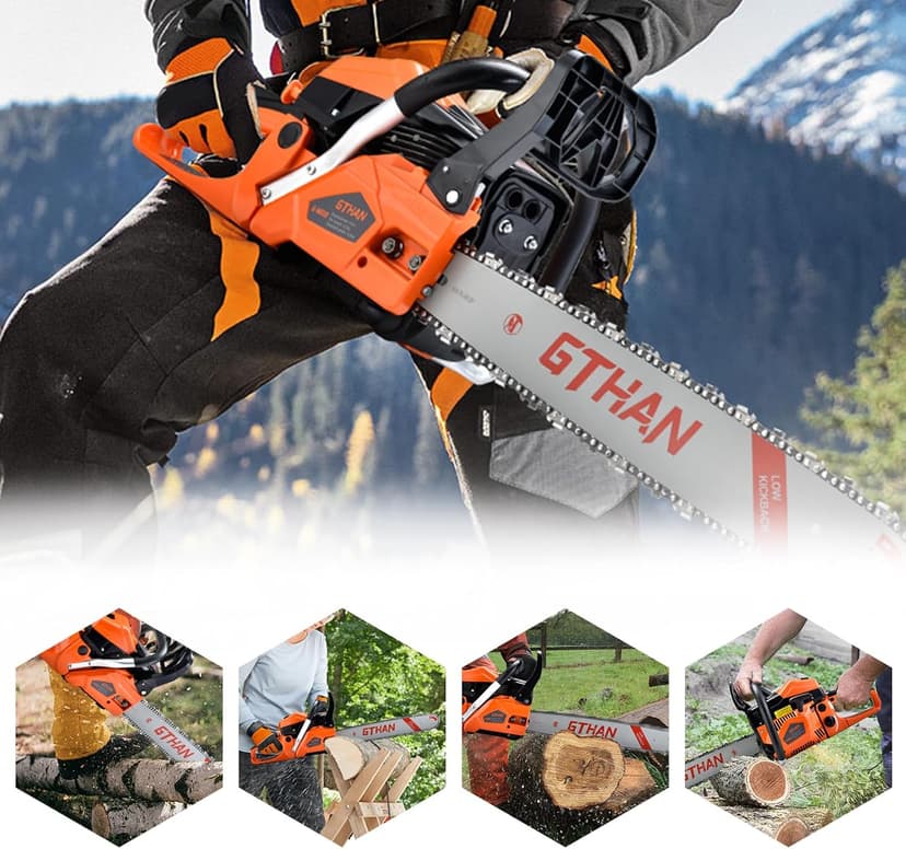 Gas Chainsaw 62cc 20 Inch Chain Saw 2-Stroke Chainsaw Gas Powered 4.2hp Handheld Cordless Petrol Gas Chain Saws for Trees Wood Farm Garden Ranch Forest Cutting