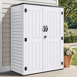 YITAHOME 59 cuft Outdoor Vertical Storage Shed, Tall Storage Shed Outdoor w/o Shelf, Outdoor Waterproof Storage Cabinet for Garage, Pool Storage, Garden Shed Outdoor Storage, Light Gray