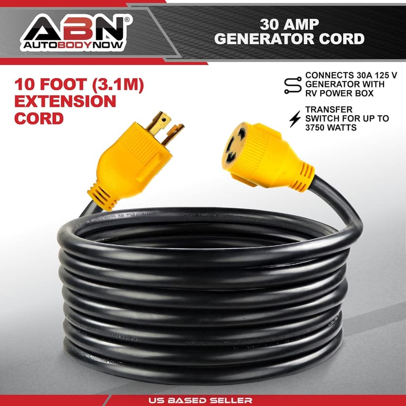 ABN 30 AMP Generator Cord – 10ft Heavy Duty Extension Cord Lock Plug, STW 3 Prong Locking Twist Plug RV Power Cord