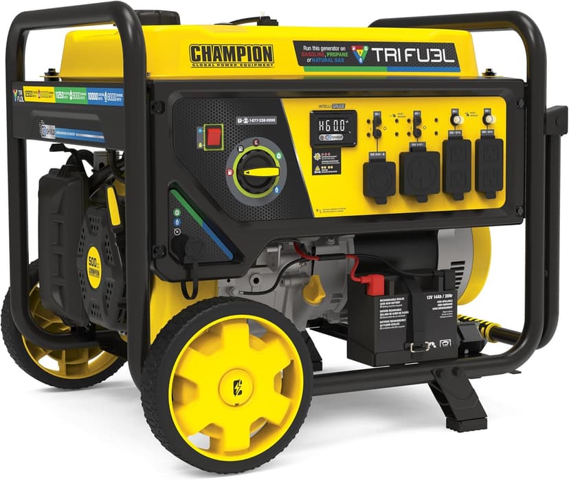 Champion Power Equipment 12,500-Watt Electric Start Tri Fuel Home Backup Portable Generator with CO Shield