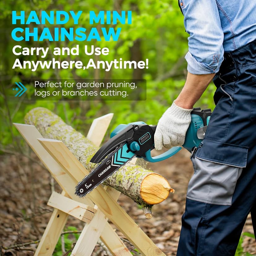 6 Inch Mini Chainsaw Cordless, Portable Electric Chainsaw, for Wood Cutting, Tree Trimming, Courtyard, Household, and Garden