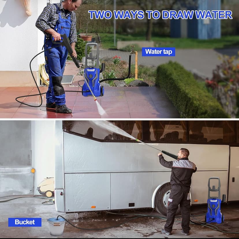Power Washers Electric Powered 5000PSI-max 3.2GPM High Pressure Washer Car Cleaning Machine with Adjustable Spray Nozzle and Foam Cannon for Home Driveway Patio Deck, Deep Blue