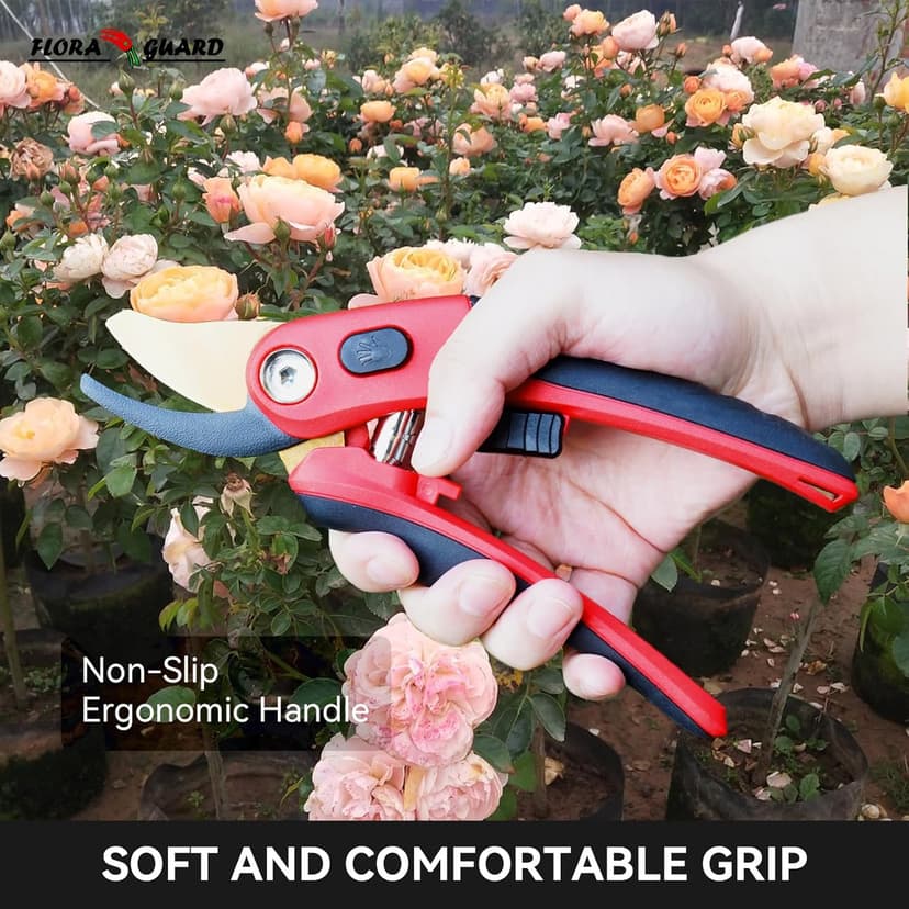 FLORA GUARD Bypass Pruning Shears, Garden Shears Heavy DutyTree Trimmers & Garden Clippers with Ergonomic Handle, Ideal Hand Pruners for Gardening, Shrubs & Branch Cutting.（HC202）