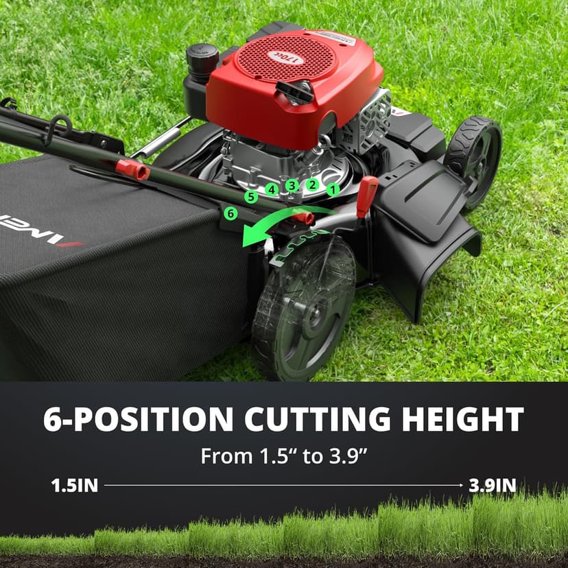 AV8621S1 Gas Lawn Mower, 170cc OHV Engine with Forced Air-Cooling, Self-Propelled, 21" Steel Deck, 3-in-1 System, 6 Cutting Heights, Foldable Handle for Easy Storage