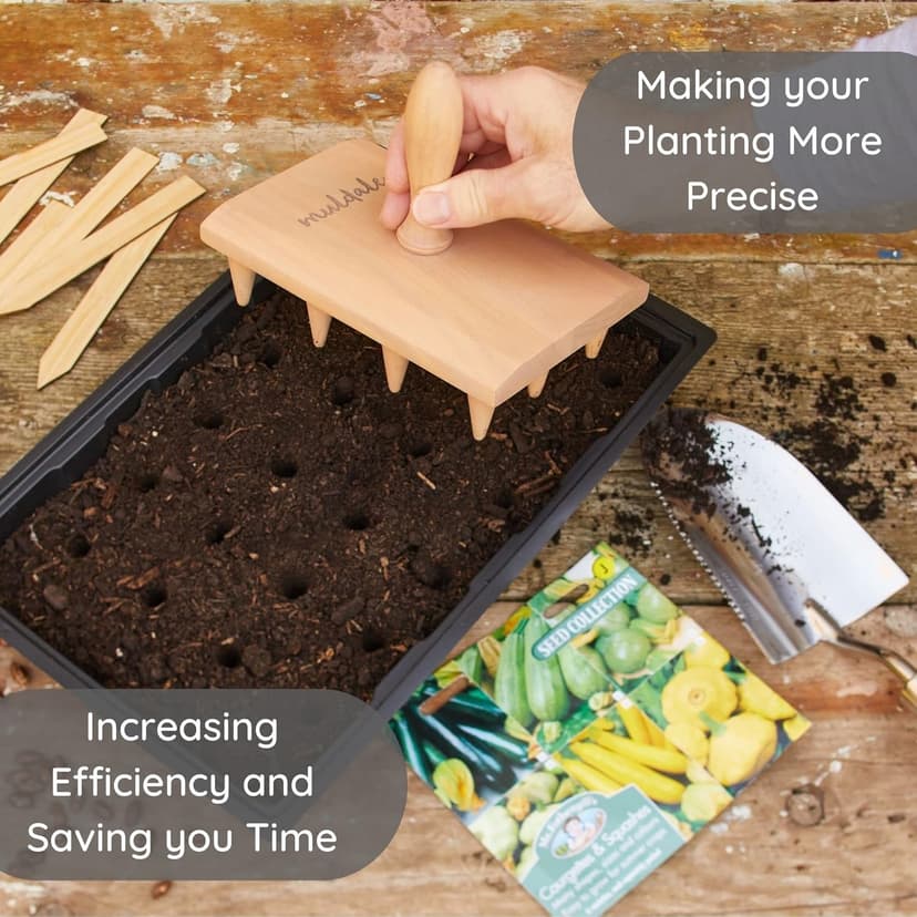 Muldale Multi Seed Dibber Garden Tool - Seedling Spacing Tool with Handle - Plant Dibber Yard - Seed Spacer - Made in England - Dibbler Gardening Accessory