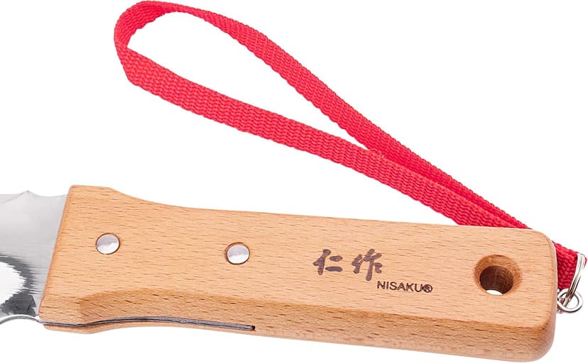 NJP651 Hori Weeding & Digging Knife-Hardened HRC58 Edition, Authentic Tomita (Est. 1960) Japanese Stainless Steel, 7.25" Blade, Wood Handle, w/Premium Leather Sheath