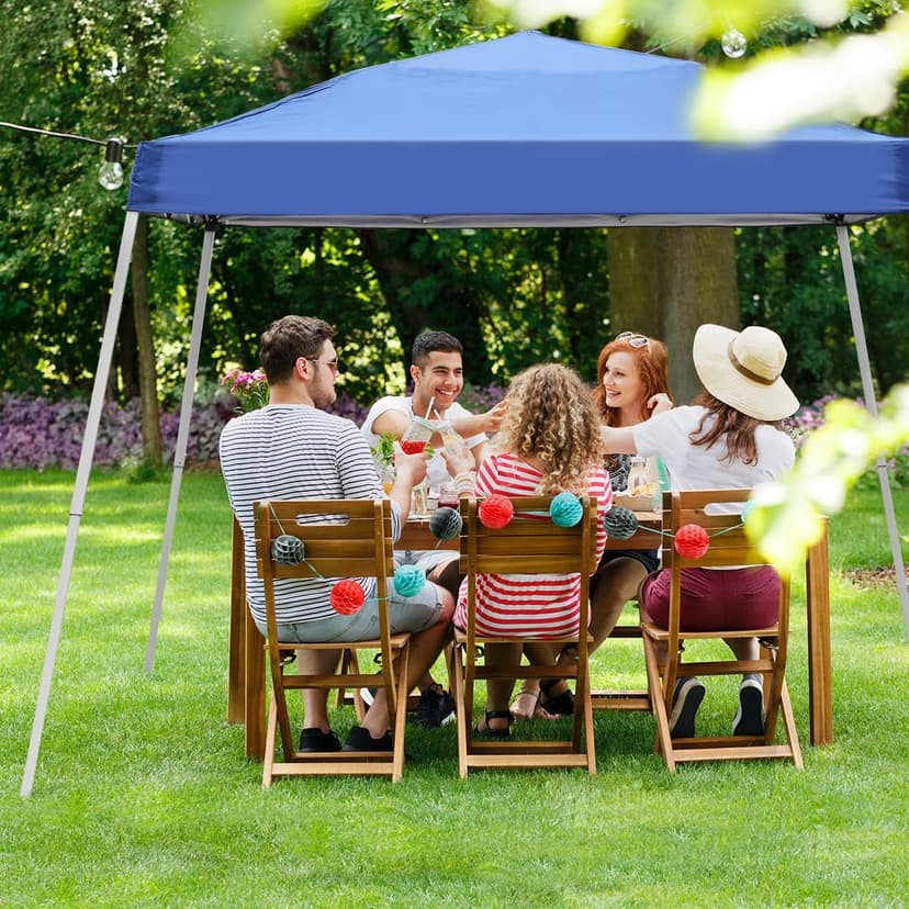 Canopy Tent, 10X10 FT Pop Up Canopy Outdoor Instant Tent Slant Legs with Carrying Bag, Portable Gazebo Shelter for Patio Deck Garden and Beach - 8X8 FT Canopy Cover (Blue)