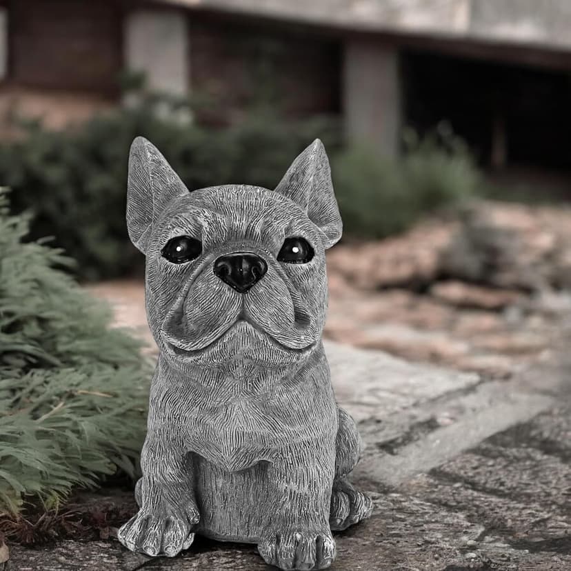 French Bulldog Statue 6.3 Inch – Polyresin Realistic Dog Figurine for Home Décor, English Bulldog Ornament Outdoor Garden, Lawn Gnome, Yard Art, and Flower Bed Decoration